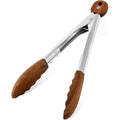 38 cm Wooden Kitchen Tongs with Stainless Steel, Non-Slip Grip, Heat-Resistant