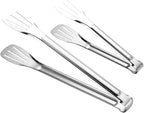 Stainless Steel Kitchen Tongs Set, 7" and 12" Locking Cooking & BBQ Tongs (2 Pack)