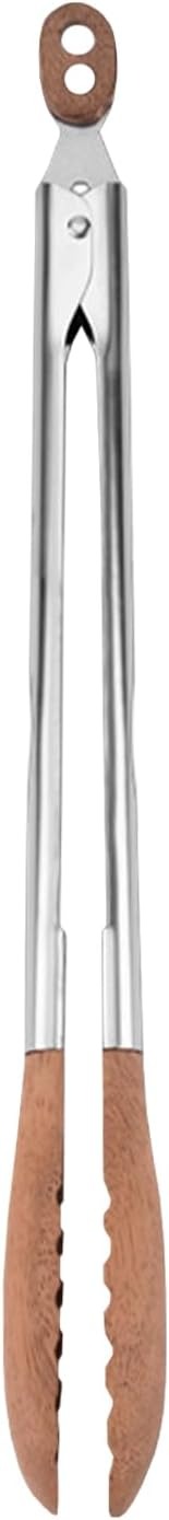 38 cm Wooden Kitchen Tongs with Stainless Steel, Non-Slip Grip, Heat-Resistant