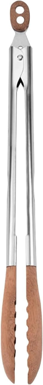 38 cm Wooden Kitchen Tongs with Stainless Steel, Non-Slip Grip, Heat-Resistant