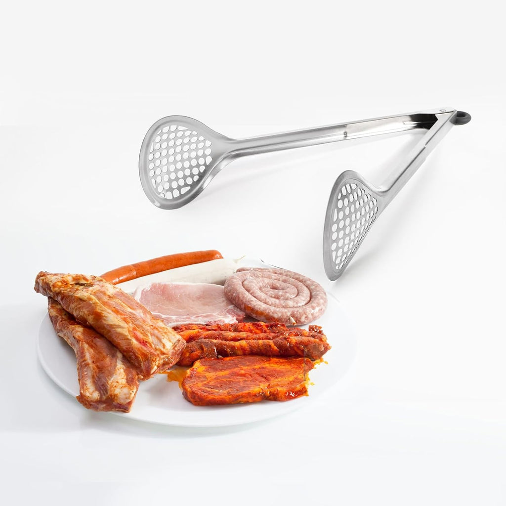 4 Pack 12" Stainless Steel BBQ Tongs, Heat-Resistant Locking Kitchen & Grill Tongs