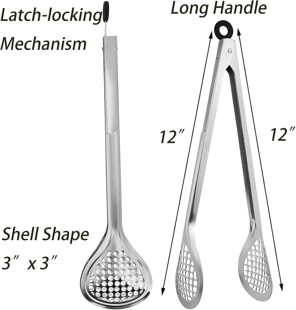 4 Pack 12" Stainless Steel BBQ Tongs, Heat-Resistant Locking Kitchen & Grill Tongs