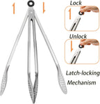 4 Pack 12" Stainless Steel BBQ Tongs, Heat-Resistant Locking Kitchen & Grill Tongs
