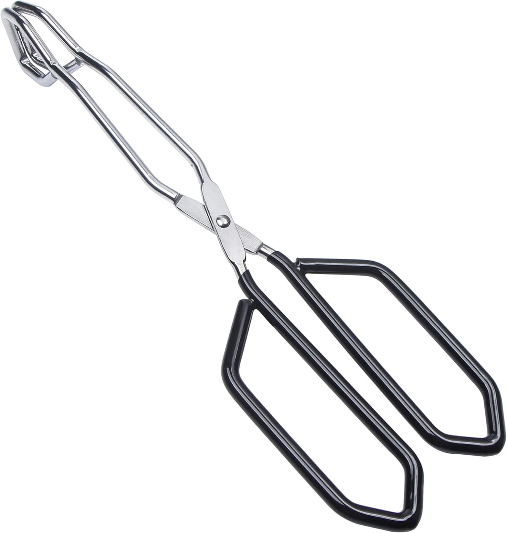 Heavy-Duty Stainless Steel Scissor Tongs for Cooking, 10-Inch Red with Soft-Grip Handles