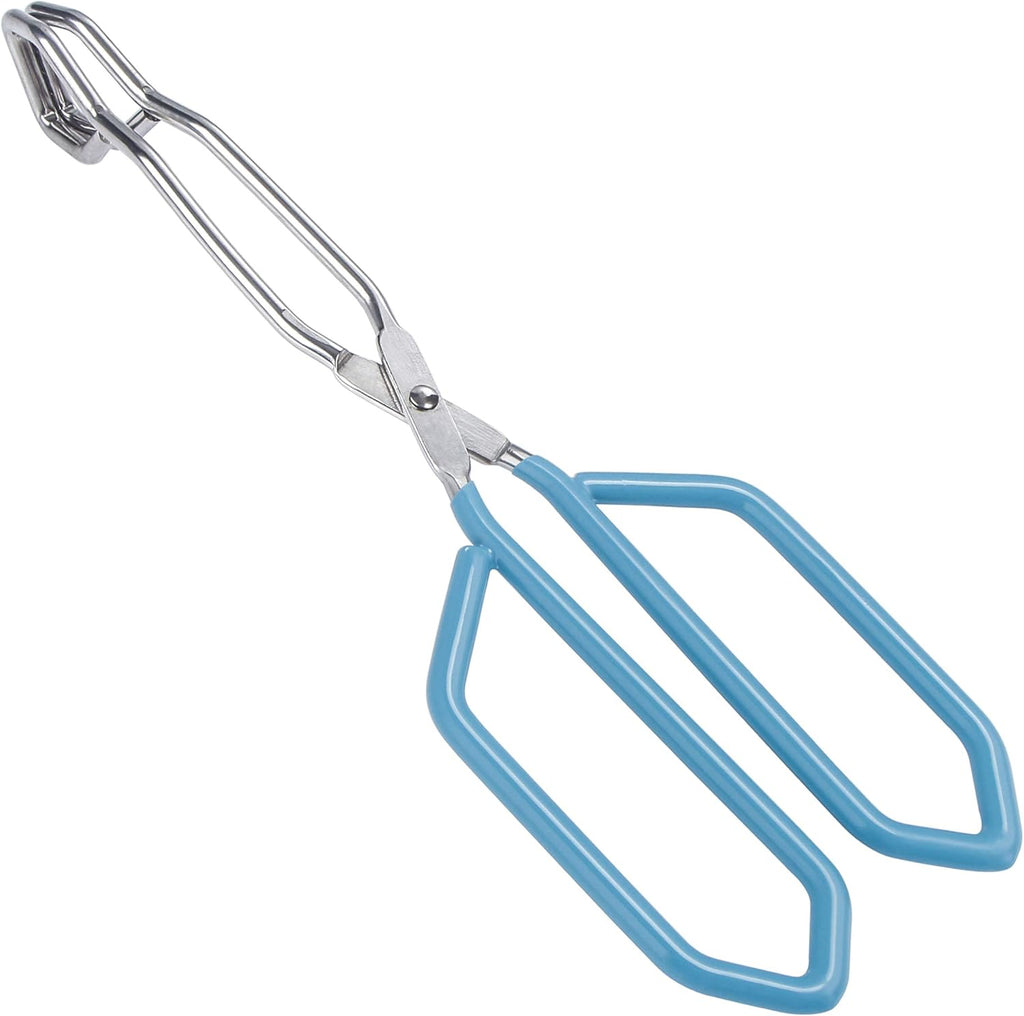 Heavy-Duty Stainless Steel Scissor Tongs for Cooking, 10-Inch Red with Soft-Grip Handles