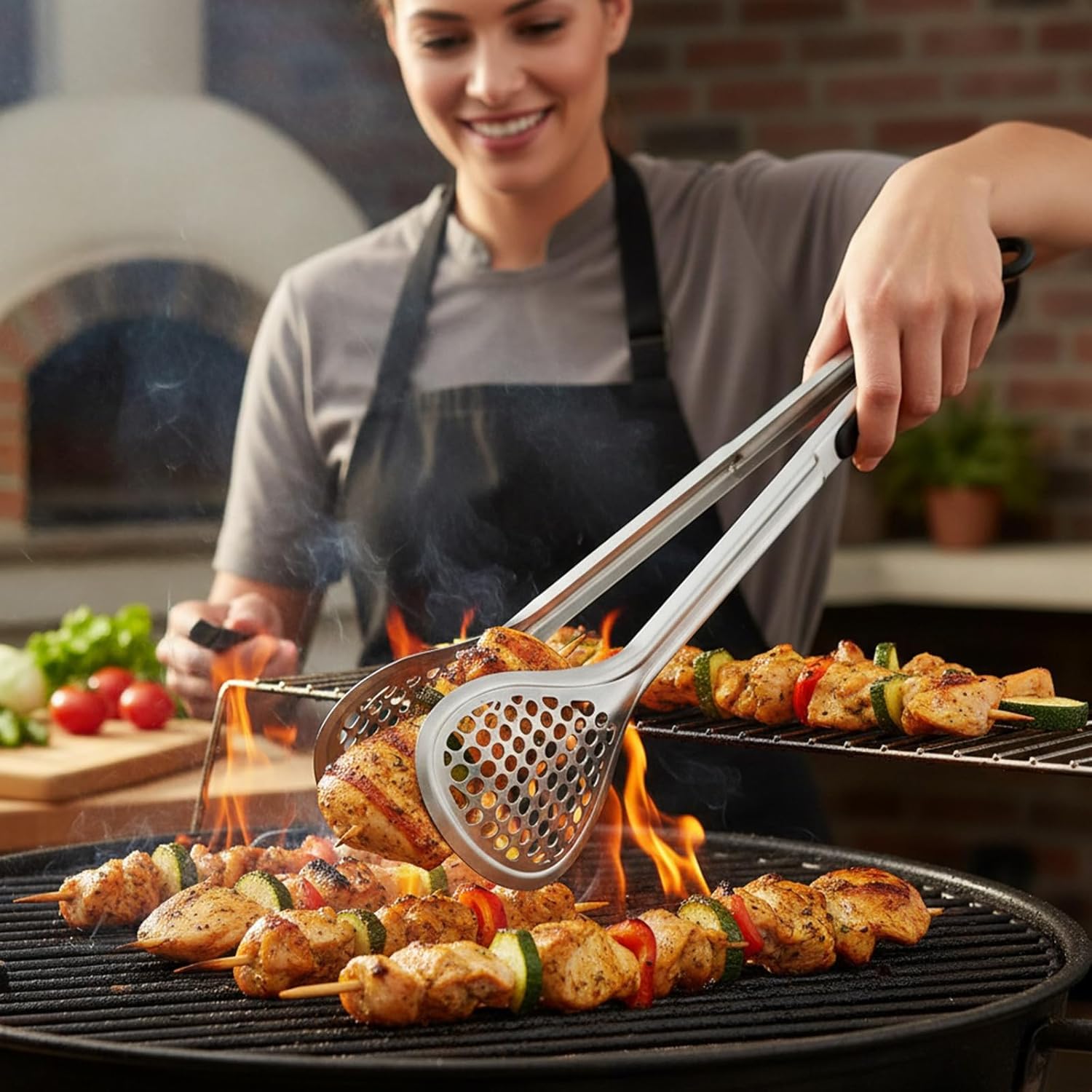 4 Pack 12" Stainless Steel BBQ Tongs, Heat-Resistant Locking Kitchen & Grill Tongs