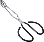 Heavy-Duty Stainless Steel Scissor Tongs for Cooking, 10-Inch Red with Soft-Grip Handles