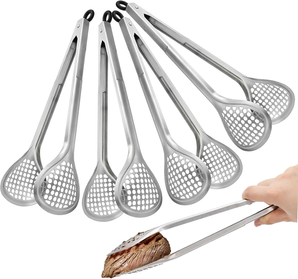 4 Pack 12" Stainless Steel BBQ Tongs, Heat-Resistant Locking Kitchen & Grill Tongs