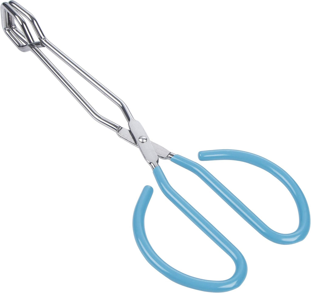 Heavy-Duty Stainless Steel Scissor Tongs for Cooking, 10-Inch Red with Soft-Grip Handles