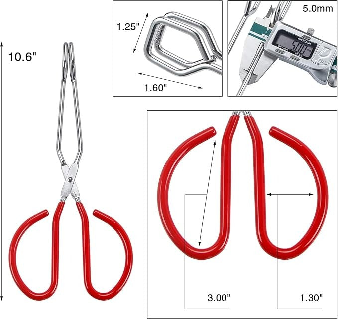 Heavy-Duty Stainless Steel Scissor Tongs for Cooking, 10-Inch Red with Soft-Grip Handles