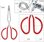 Heavy-Duty Stainless Steel Scissor Tongs for Cooking, 10-Inch Red with Soft-Grip Handles