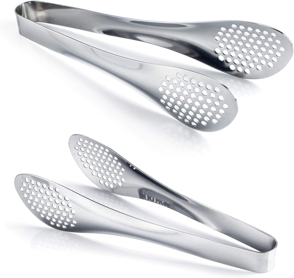 9" Stainless Steel Buffet Tongs, Set of 2 Food Serving Tongs