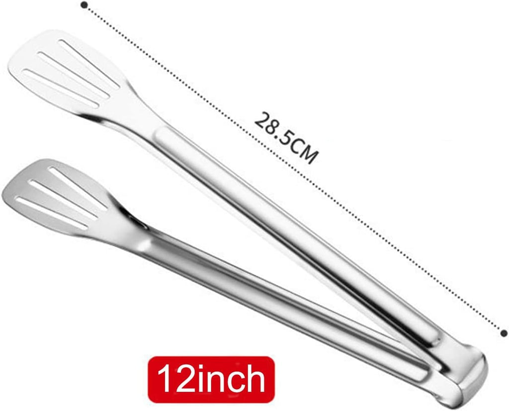 Stainless Steel Kitchen Tongs Set, 7" and 12" Locking Cooking & BBQ Tongs (2 Pack)